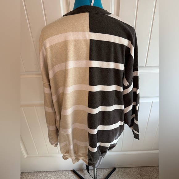 Free People Uptown Striped Crew Neck Sweater - Black and Tan - Picture 7 of 8